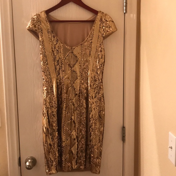 Gold sequin evening dress - Picture 2 of 3